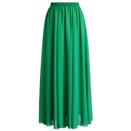 Emerald Green Chiffon Maxi Skirt - Retro, Indie and Unique Fashion