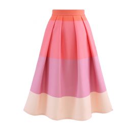 Lollipops Color Block Printed Midi Skirt