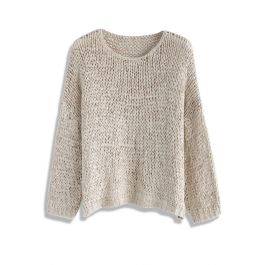Handmade With Love Knit Top in Light Tan - Retro, Indie and Unique Fashion