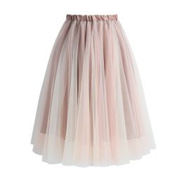 Amore Mesh Tulle Skirt in Taupe