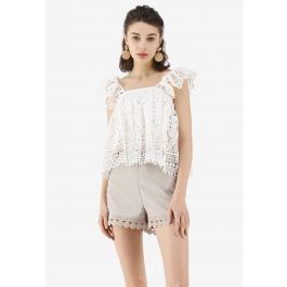 Moonlit Night Crochet Cropped Top - Retro, Indie and Unique Fashion