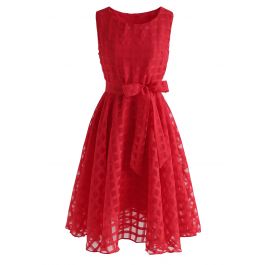 Eyes On Me Gingham Organza Midi Dress in Red - Retro, Indie and Unique ...