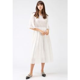 Keep in Simple Eyelet Embroidered Dress in White - Retro, Indie and ...