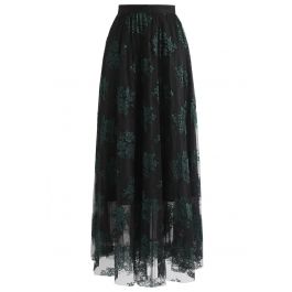 Bouquets Full Lace Maxi Skirt in Black - Retro, Indie and Unique Fashion