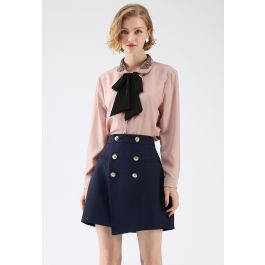 Medal of Vogue Flap Bud Skirt in Navy - Retro, Indie and Unique Fashion
