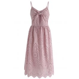 Party Playlist Eyelet Cami Dress in Pink - Retro, Indie and Unique Fashion