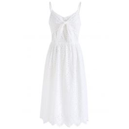 Party Playlist Eyelet Cami Dress in White - Retro, Indie and Unique Fashion
