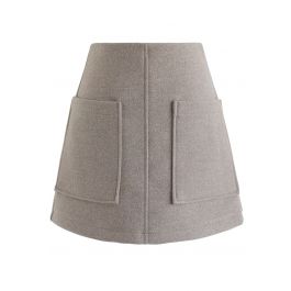 Pocket of Charm Mini Skirt in Taupe - Retro, Indie and Unique Fashion