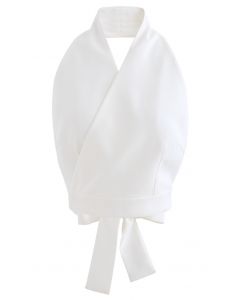 Tie Waist Halter Crop Top in White