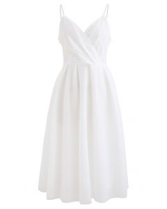 Wrap Bust Mesh Midi Cami Dress in White - Retro, Indie and Unique Fashion