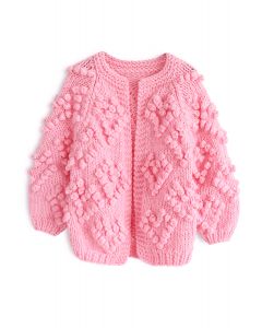 Knit Your Love Cardigan in Hot Pink For Kids