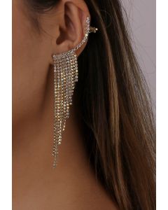 Glittering Wing Tassel Drop Earrings in Gold