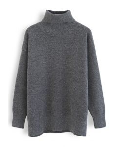 Neat Soft Knit Turtleneck Sweater in Smoke