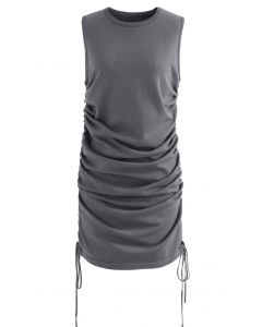 Drawstring Side Sleeveless Dress in Grey