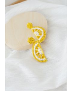 Half Lemon Beaded Earrings