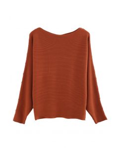 Pearly Batwing Sleeve Knit Sweater in Caramel