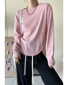 Long Sleeve Soft Touch Cotton T-Shirt in Pink