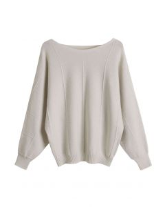 Cozy Boat Neck Batwing Sleeve Sweater in Ivory