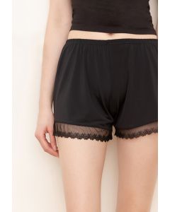 Lace Inserted Safety Knickers in Black