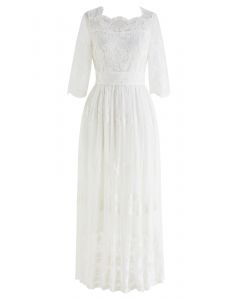 Bridal Floral Embroidery Mesh Tulle Dress