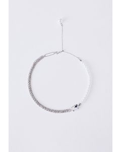 Diamond Double Chain Pearl Spliced Necklace