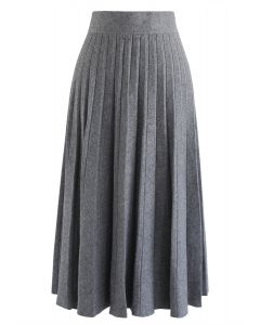 Parallel A-Line Knit Midi Skirt in Grey - Retro, Indie and Unique Fashion