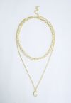 Gold Moon Chain Pendant Layered Necklace