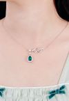 Pear Shape Halo Emerald Gem Necklace