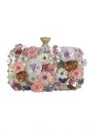 Handmade Beaded Floral Sequin Clutch in Apricot