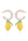 Pearly C-Shape Lemon Drop Earrings