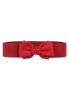 Bowknot Front Stretchy Corset Belt in Red