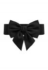 Stretchy Solid Color Bowknot Corset Belt in Black