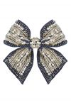 Sequin Beaded Bowknot Hair Barrette in Navy