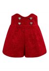Heart Button Sequin Embellished Tweed Shorts in Red