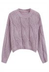 Casual Elegance Cable Knit Sweater in Lilac