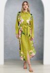 Enchanting Blossom Printed Shirt Dress in Lime