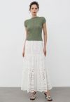 Exquisite Embroidered Eyelet Maxi Skirt