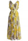 Marvelous Floral Chiffon Maxi Dress in Yellow - Retro, Indie and Unique ...