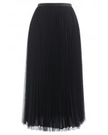 Reversible Pleated Midi Skirt in Black