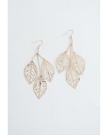 Golden Leaf Branch Drop Earrings