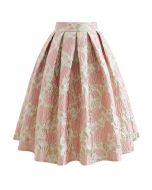 Charming Rose Jacquard Embossed Pleated Skirt
