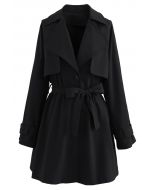 Storm Flap Button Down Mini Coat Dress in Black
