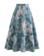 Marguerite Oil Painting Jacquard Midi Skirt