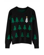 Sequined Christmas Tree Knit Sweater in Red - Retro, Indie and Unique ...