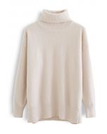 Neat Soft Knit Turtleneck Sweater in Cream