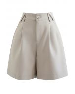 Triangle Belt Loop Textured Shorts in Sand