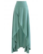 Lazy Summer Flap Front Hi-Lo Maxi Skirt in Teal