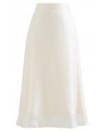 Breezy High Waist Sheer Midi Skirt in Cream
