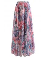 Heavenly Fragrance Floral Chiffon Maxi Skirt
