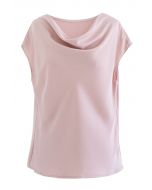 Ruched Drape Satin Sleeveless Top in Pink
